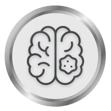 Icon: Brain with tumor.