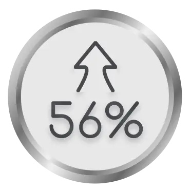 Icon: Arrow pointing up showing 56%