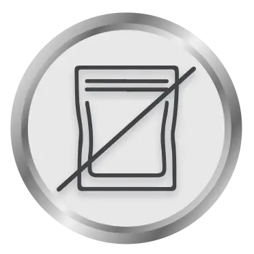 Icon: Unopened pouch with a strikethrough